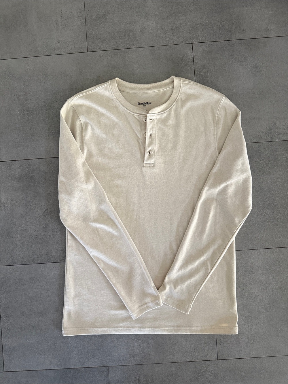 Goodfellow & Co Cream Long Sleeve Henley Shirt - Size Small
